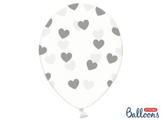 Balony 30cm, Serduszka, Crystal Clear (1 op. / 50 szt.)