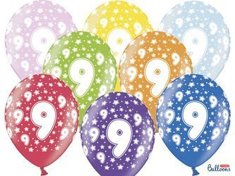 Balony 30cm, 9th Birthday, Metallic Mix (1 op. / 50 szt.)