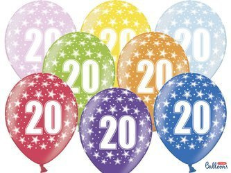 Balony 30cm, 20th Birthday, Metallic Mix (1 op. / 50 szt.)