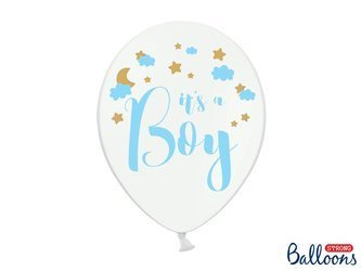 Balony 30cm, It's a Boy, Pastel Pure White (1 op. / 50 szt.)