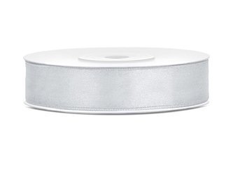 Tasiemka satynowa, srebrny, 12mm/25m (1 szt. / 25 mb.)