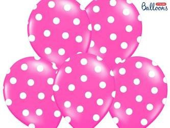 Balony 30cm, Kropki, Pastel Hot Pink (1 op. / 50 szt.)